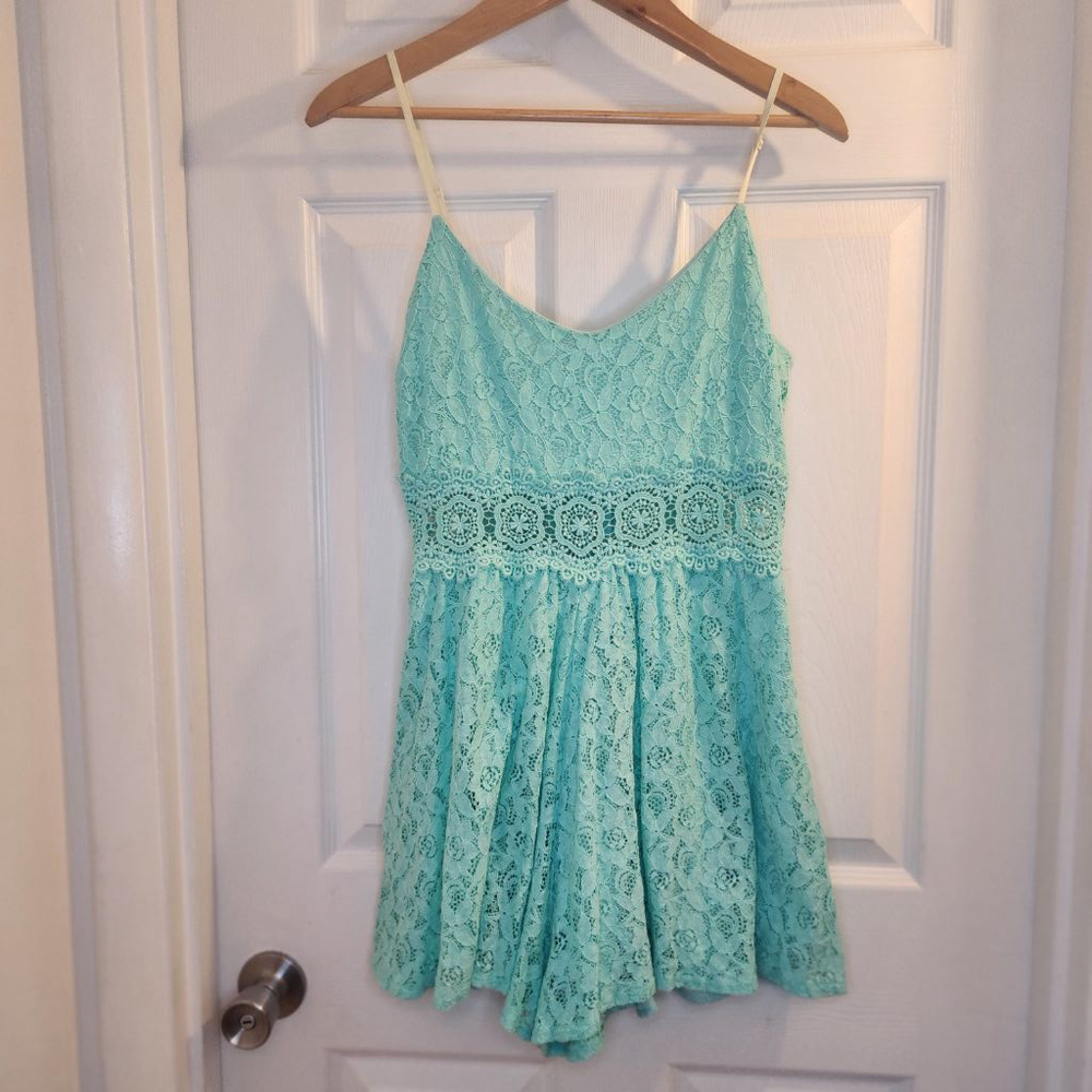Altar'd State Mint Lace Romper